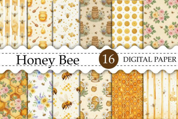 Download Honey Bee Digital Paper Vintage Spring - Vintage Collection