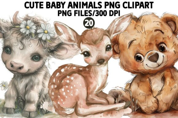 Download Cute Baby Animals PNG Clipart Set - Baby animals Collection