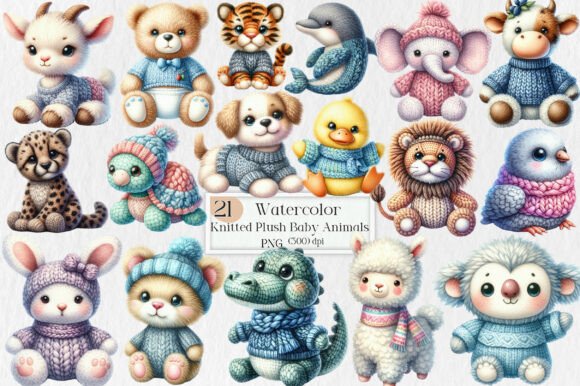Download Knitted Plush Baby Animals Clipart PNG - Baby animals Collection