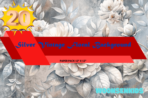 Download New Silver Vintage Floral Background Watercolor Png Kdp Digital Paper - Vintage Collection