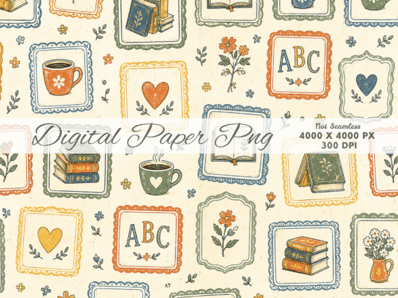 Download Vintage Classroom Icons Digital Paper | - Vintage Collection