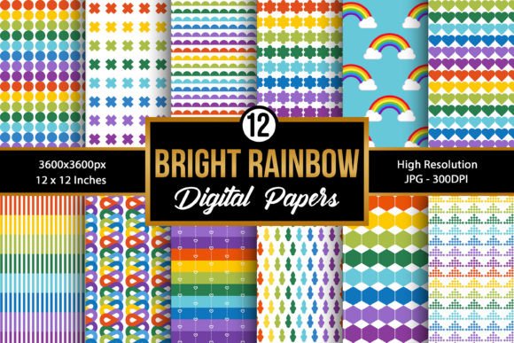 Download Bright Rainbow Colors Digital Papers - Rainbow colors Collection