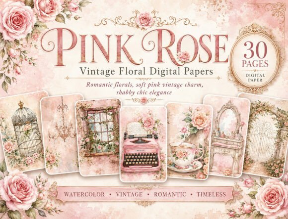 Download Vintage Birdcage Rose Journal Papers - Vintage Collection