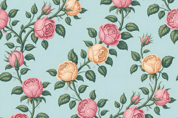 Download Vintage Gold &amp; Pink Rose Bouquet Seamles - Vintage Collection