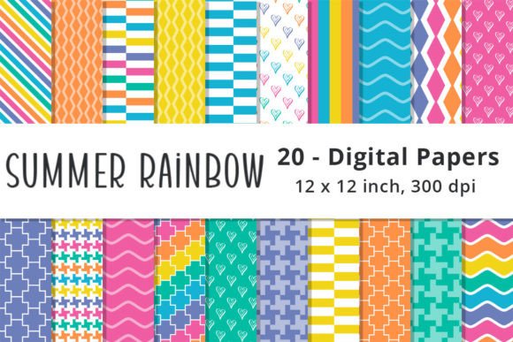 Download Summer Rainbow Colors Patterned Paper - Rainbow colors Collection