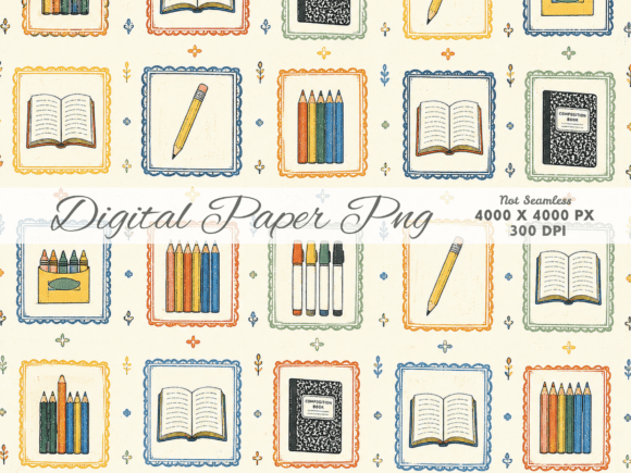 Download Vintage School Supplies Digital Paper - Vintage Collection