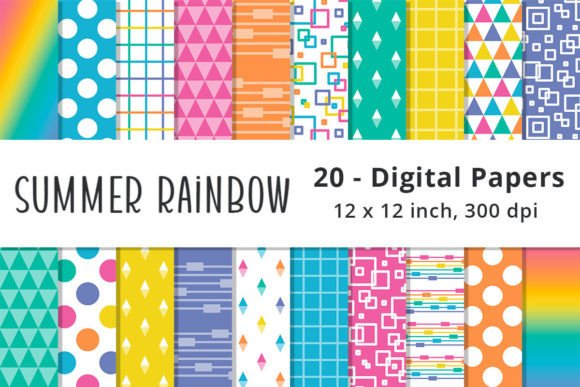 Download Summer Rainbow Colors Digital Papers - Rainbow colors Collection