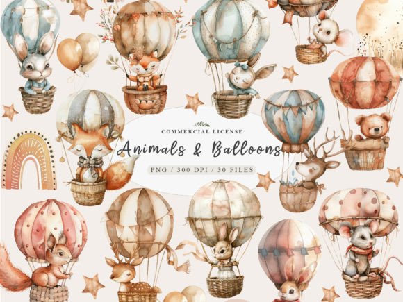 Download Neutral Baby Animals, Hot Air Balloon - Baby animals Collection