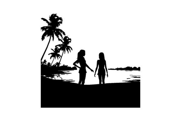 Download Women on Beach Minimalist Silhouette - Women on beach Collection