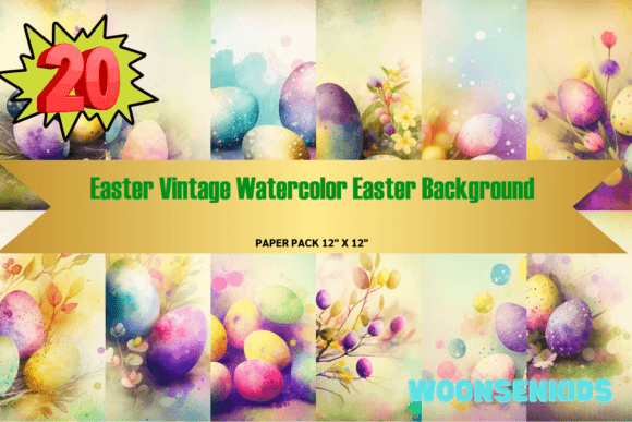 Download Easter Vintage Watercolor Easter Background PNG KDP - Vintage Collection
