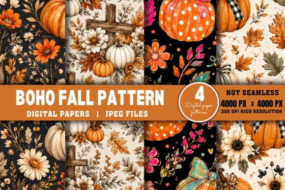 Download Autumn Digital Paper, Boho Fall Pattern - Fall pattern Collection